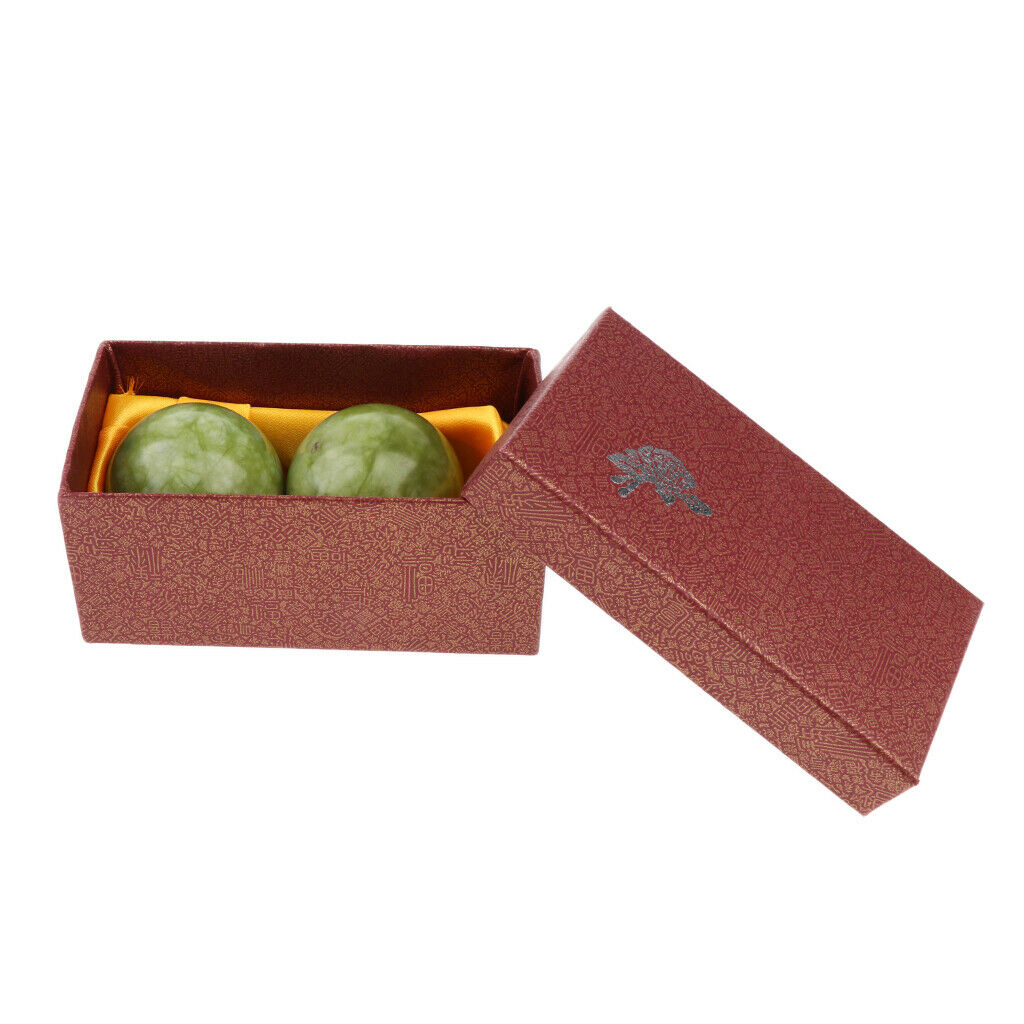 2pcs Natural Jade Stone Chinese Hand Palm Wrist Exercise Massage Ball for Deep
