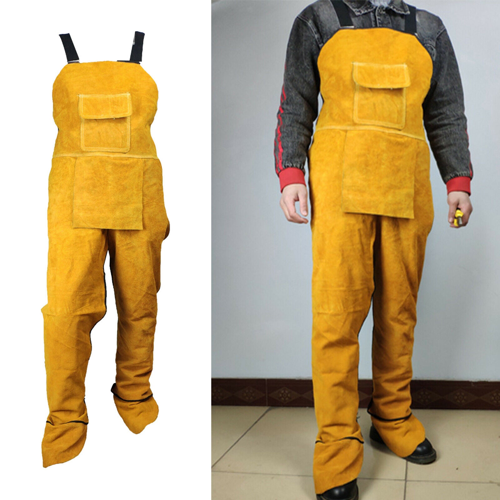 Welding Clothing Welding Apron with Pockets Heat & Flame Protaction Yellow