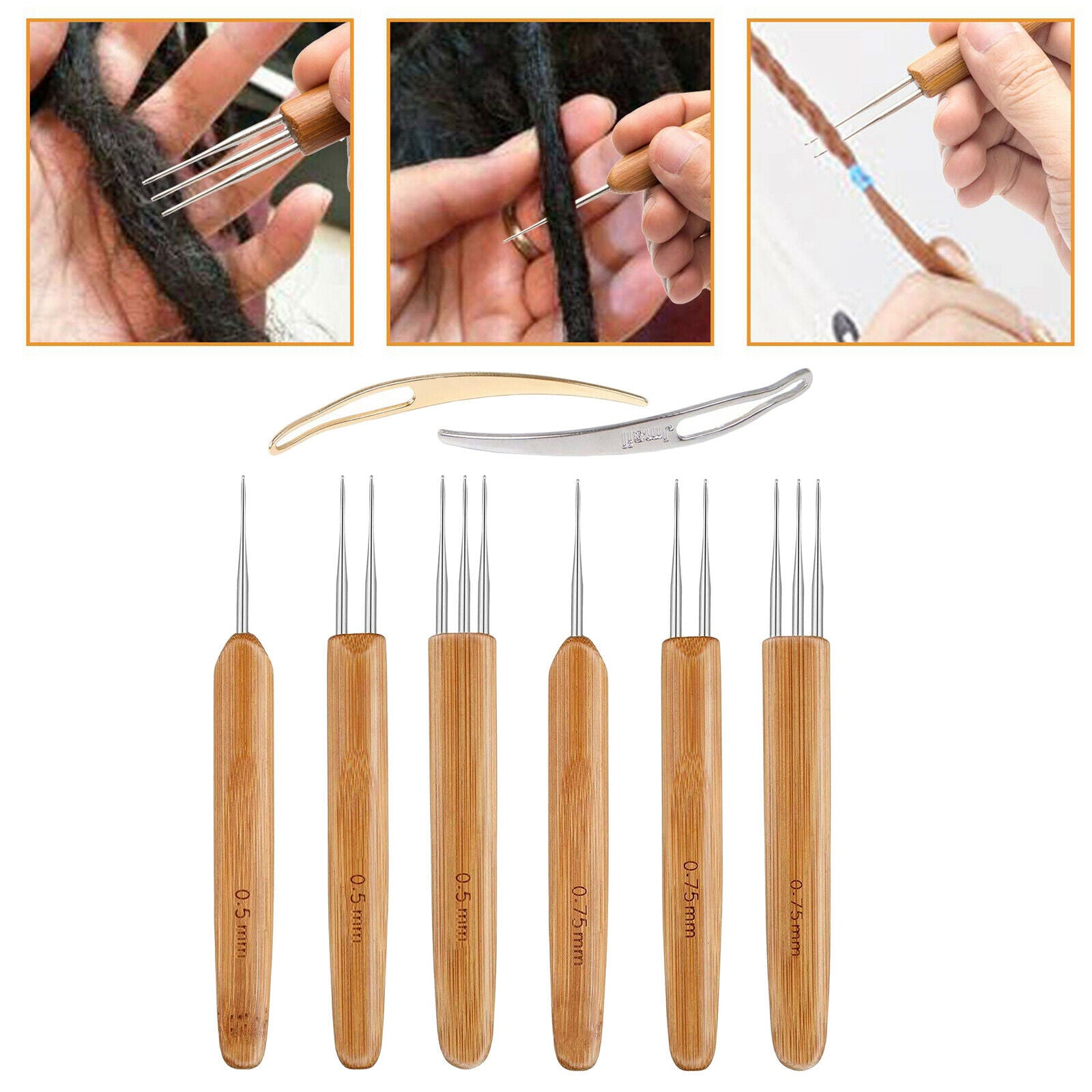 8x Dreadlock Crochet Hook Braids Weaving Needles Dreadlocks Interlock Needle