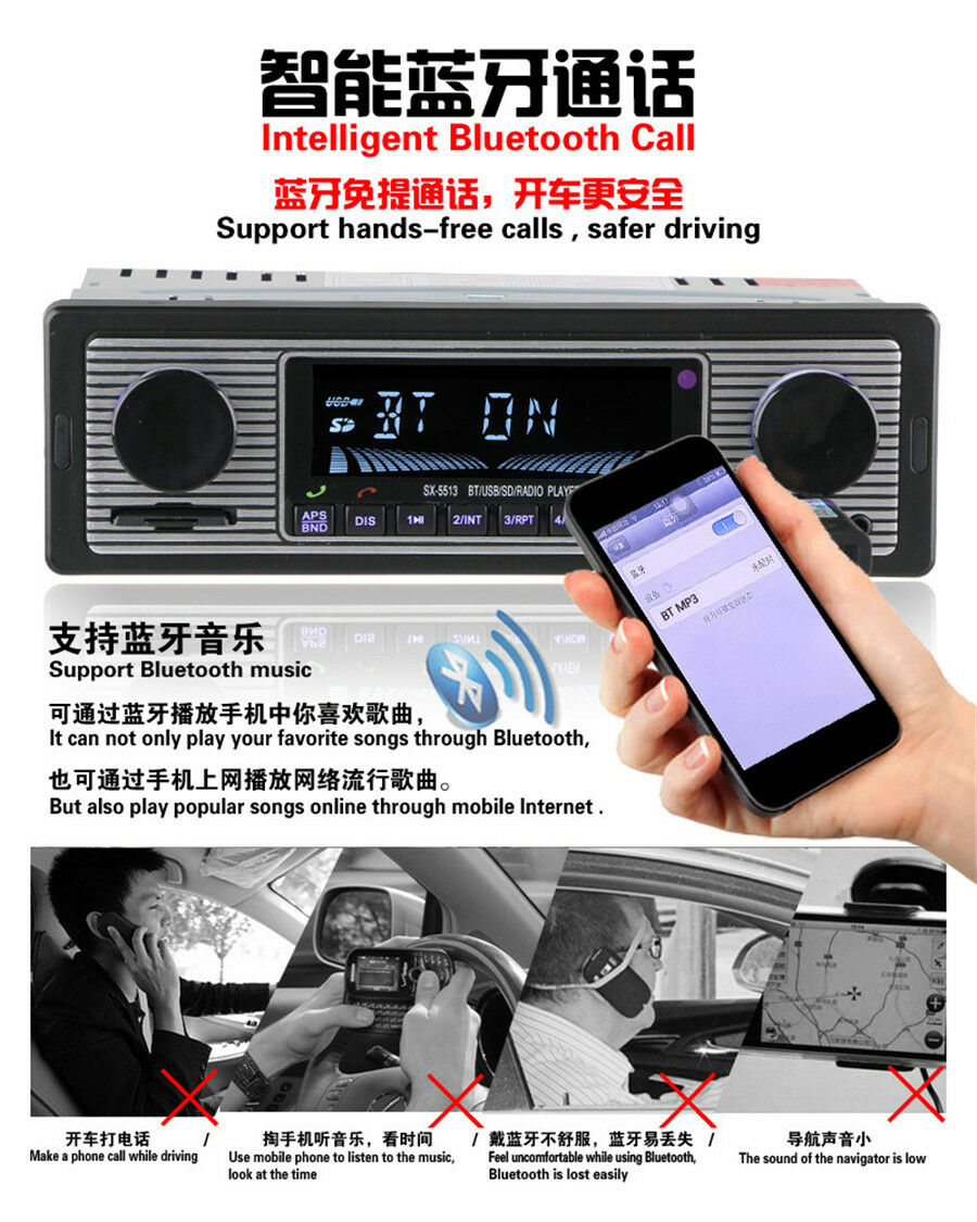 Car MP3 Player 4channel In-Dash Car Bluetooth Stereo Aux USB/SD/FM/WMA/WAV Radio