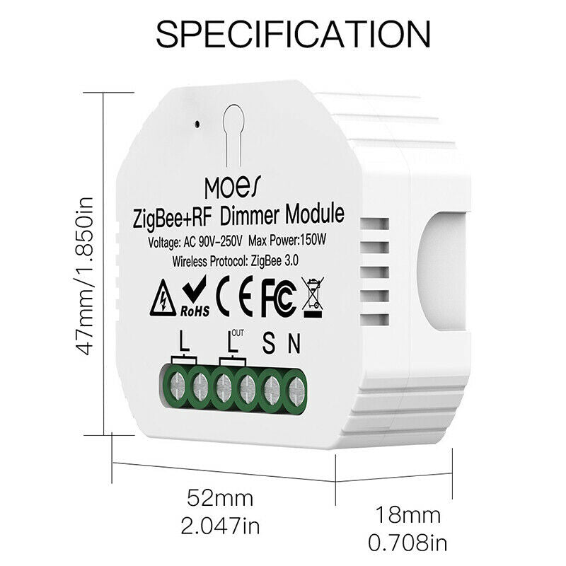Tuya ZigBee 3.0 Smart Light Switch Module 1 Gang Smart Wireless Remote ControlF6