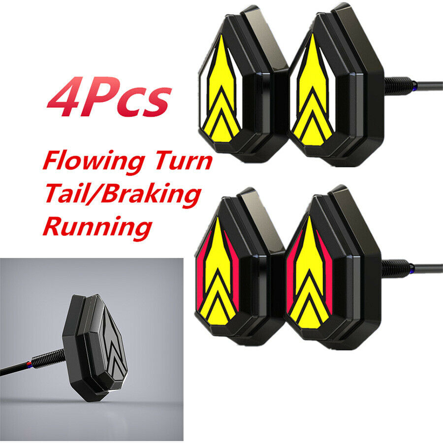 4x Motorcycle Sequential Flowing LED Turn Signal Indicator DRL Stop Brake Light