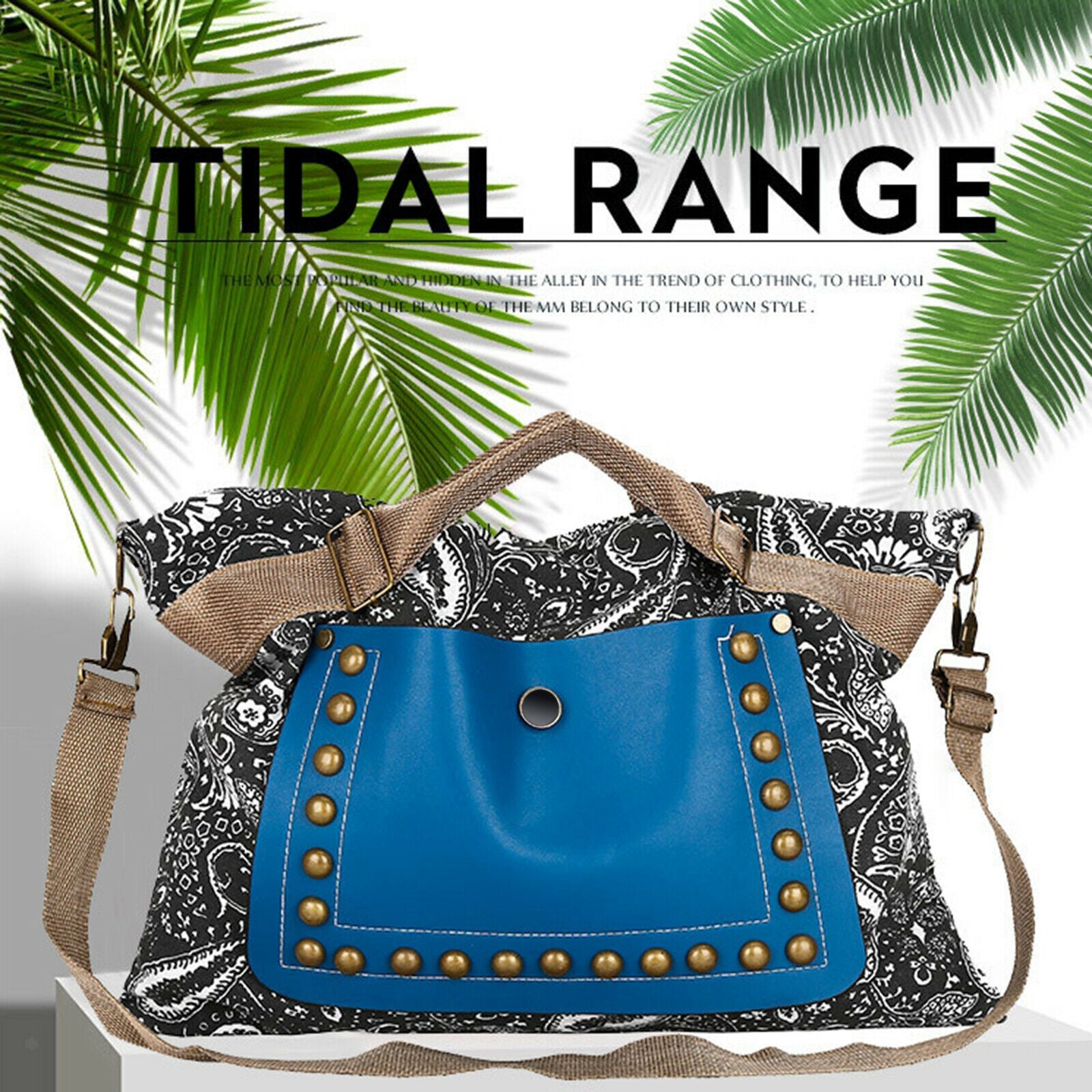 Canvas Ethnic Handle Bag Rivet Handbag Double Sided Girls
