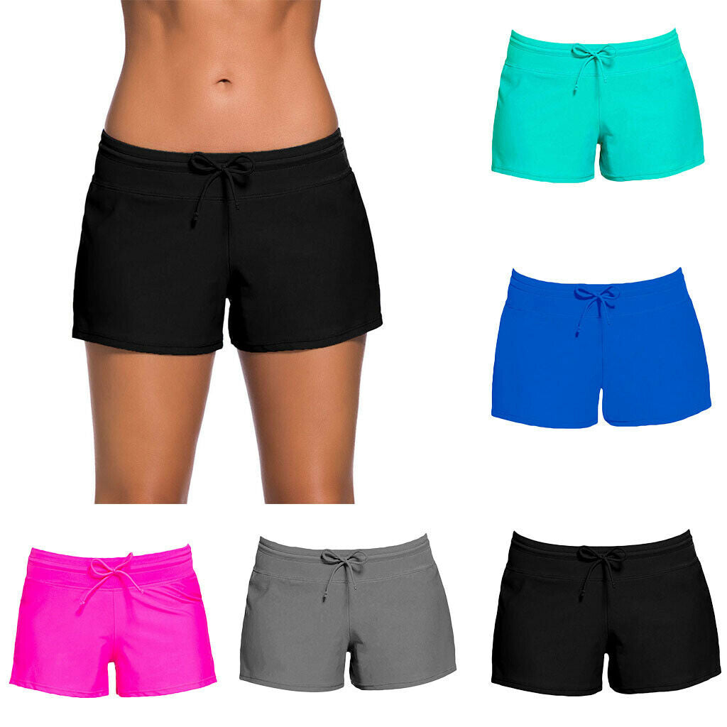 Women Swim Boardshort Boy Style Shorts Surf Bikini Swimwear Bottom 3XL Black