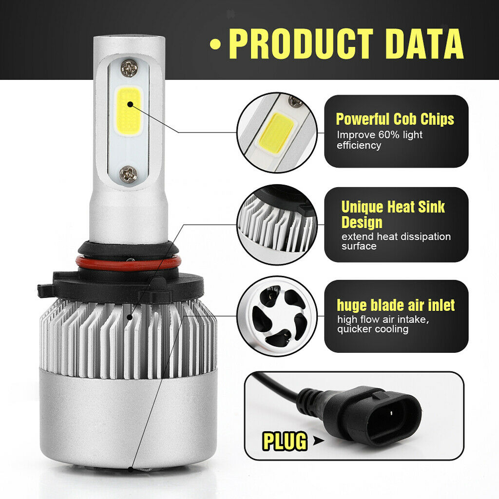 2 Piece LED Headlight Bulbs 6000K Conversion Kit 9006 HB4 72W 7200LM