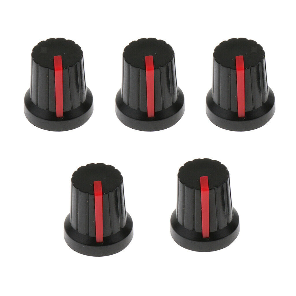 5pcs Plastic Guitar Effect Pedal Knob Amp Amplifier Control Knobs Black+Red