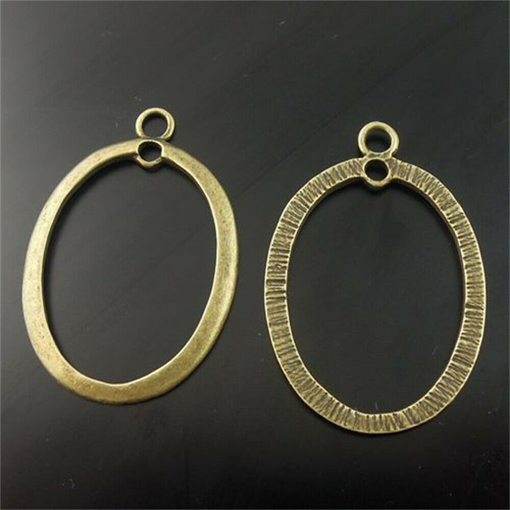 10 pcs Antiqued Bronze Oval Circle Frame Pendant Charm Alloy For Craft 43*29*2mm