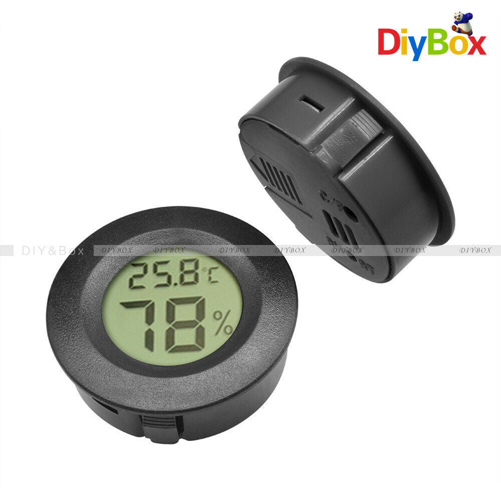 Digital Cigar Humidor Hygrometer Thermometer Round Black Face Humidity Meter