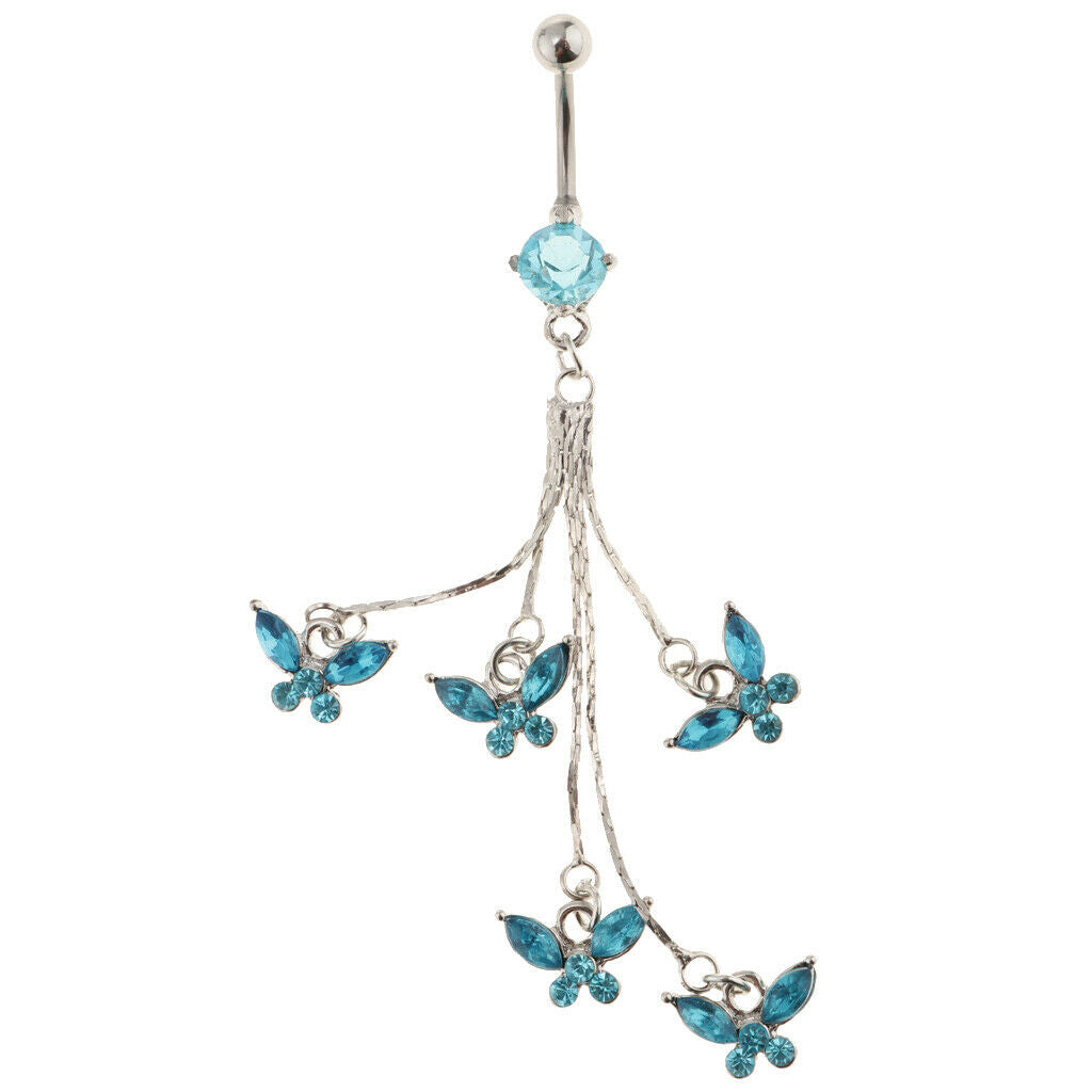 Crystal Tassels Butterflies Navel Rings  Jewelry Navel