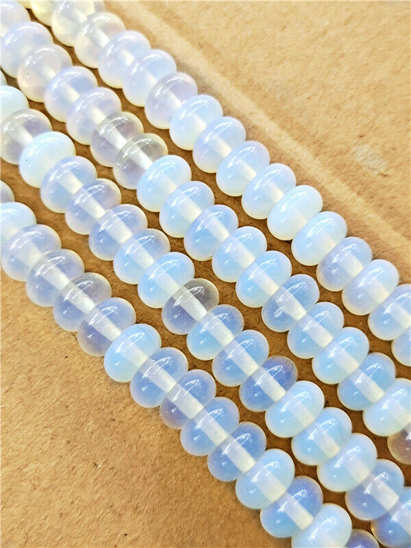 1 Strand 10x6mm White Opal Rondelle Abacus Spacer Loose Beads 15.5inch HH7817