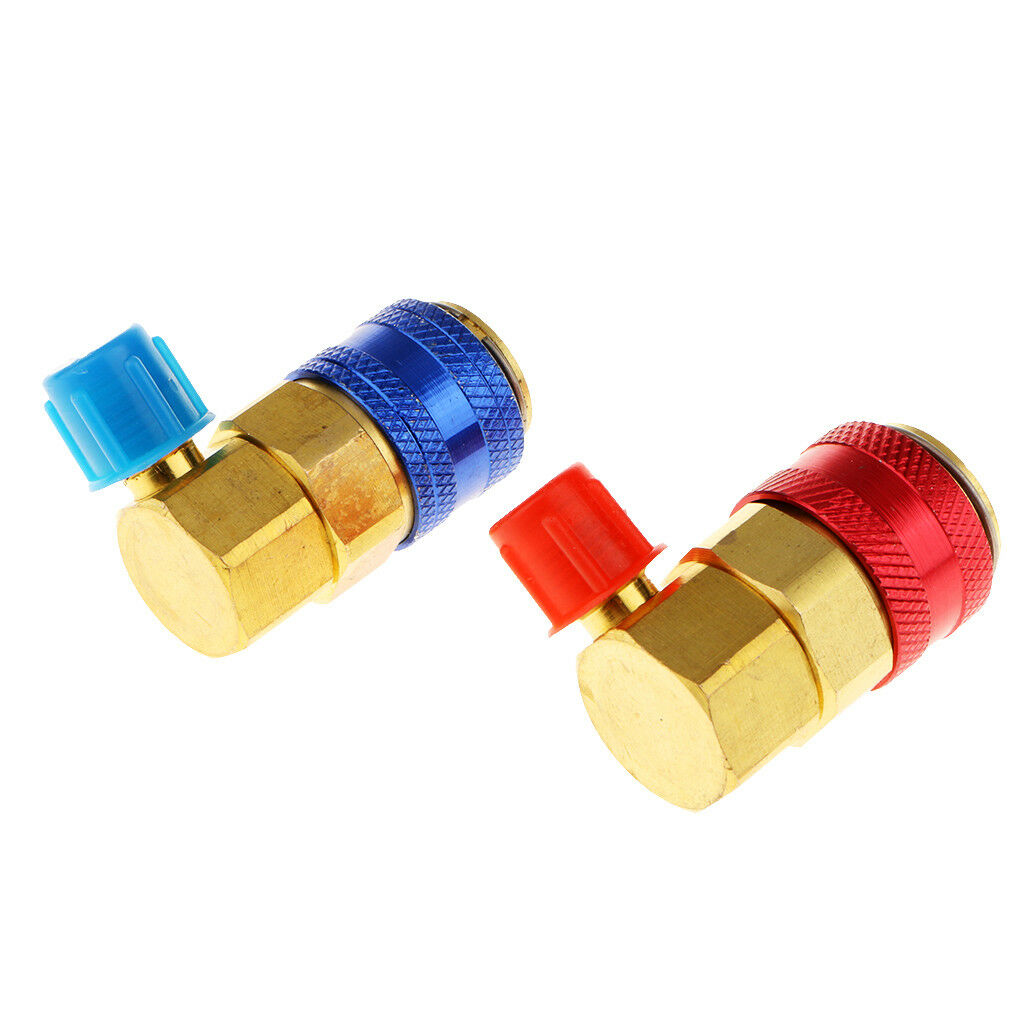2 Pieces Car A/C R134A High Low Adapter Fittings Quick Coupler 1/4" SAE HVAC