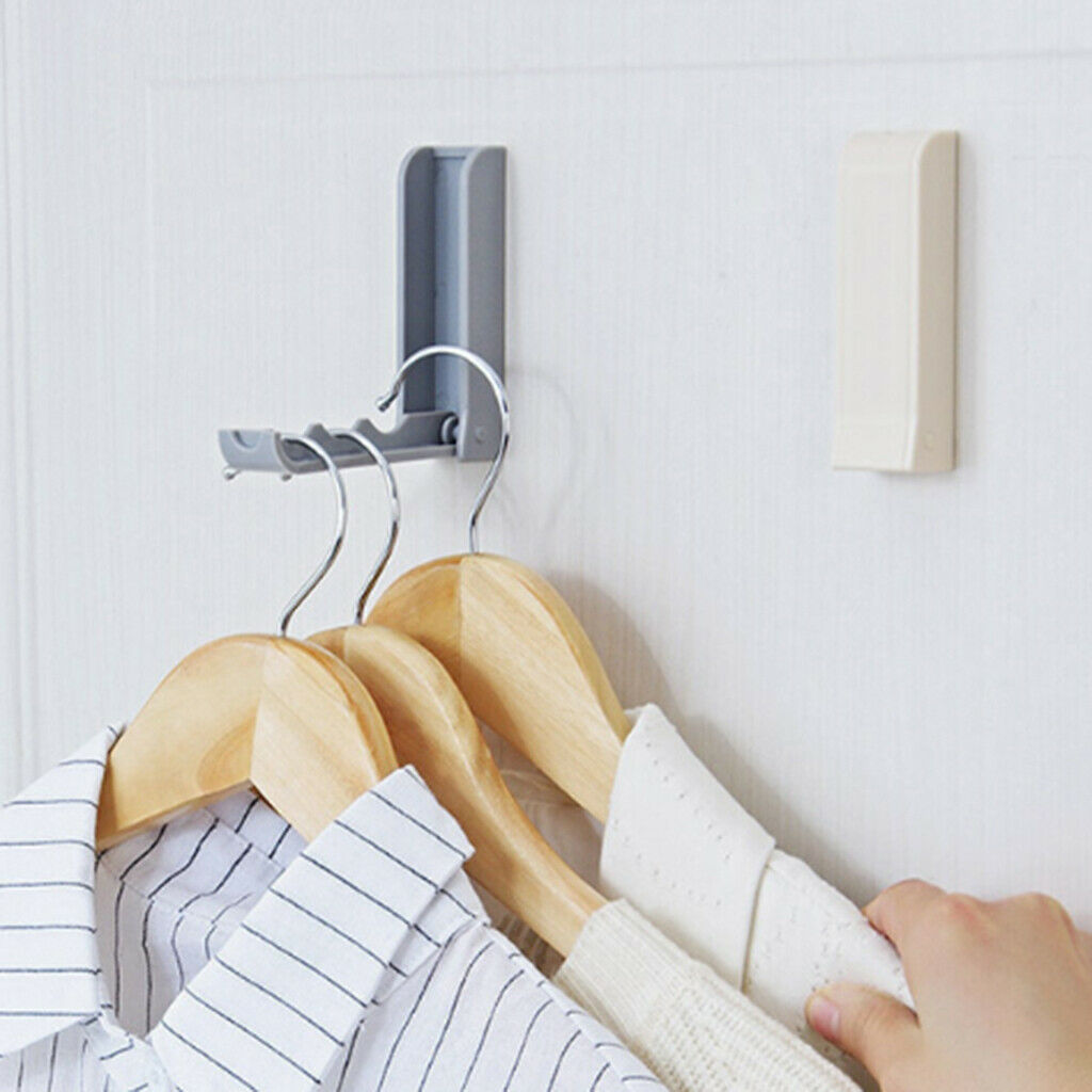 Foldable Sticky Wall Clothes Hanging Hooks Holder for Bathroom Bedroom Gray