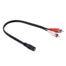 3.5mm Female Aux   to 2 Male RCA Plug Aux Adapter Cord Cable For Headphone