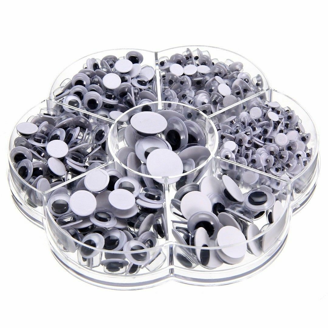 700Pcs Googly Wiggly Wobbly Eyes Self Adhesive Crafts Mixed 7 Sizes 4mm to 12mm~