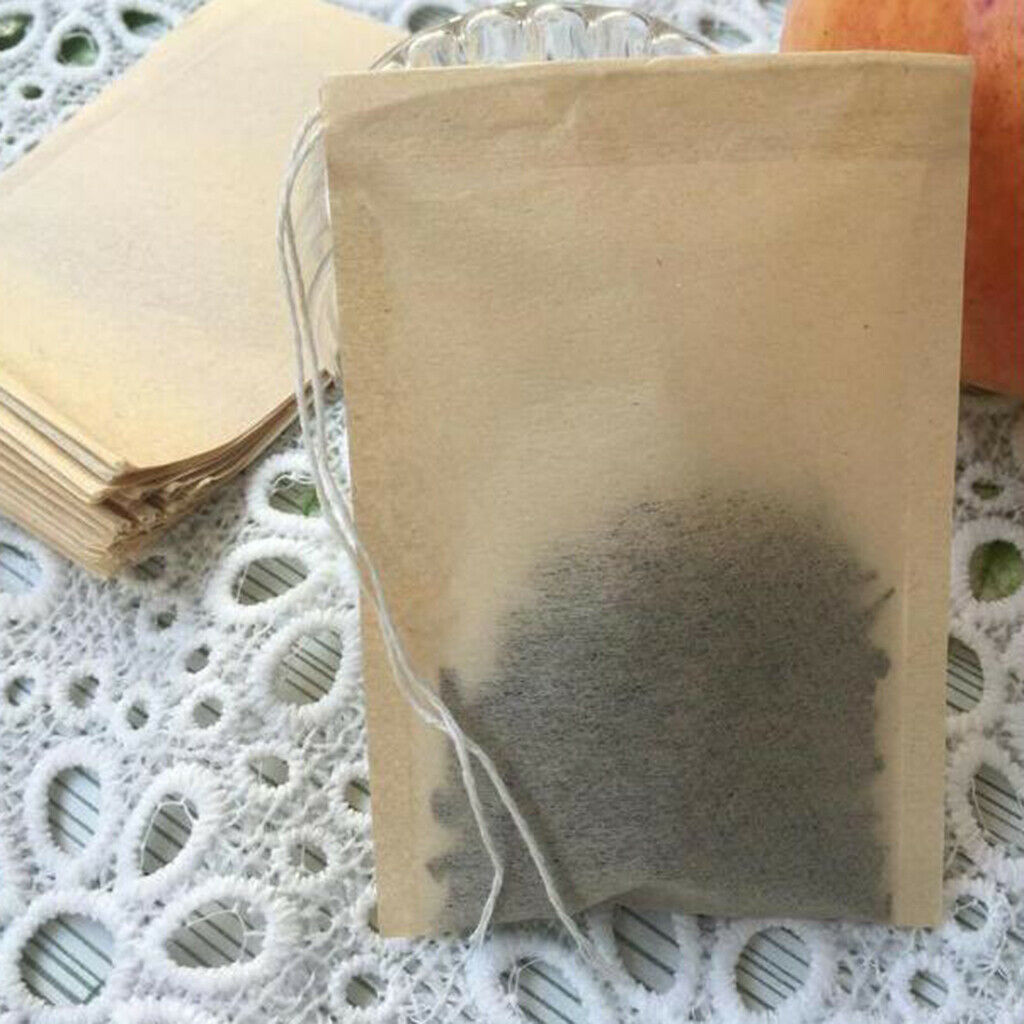 2 Set for 200pcs Empty Tea Filter Bags Loose Herbs Teabag Drawstring 7x5cm