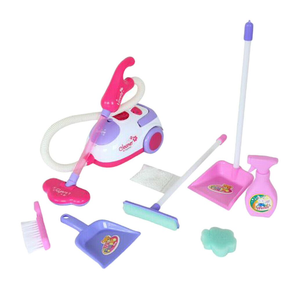Pretend Play Vacuum Cleaner Set Mini Light Sounds Broom Toys for 3+ Kids