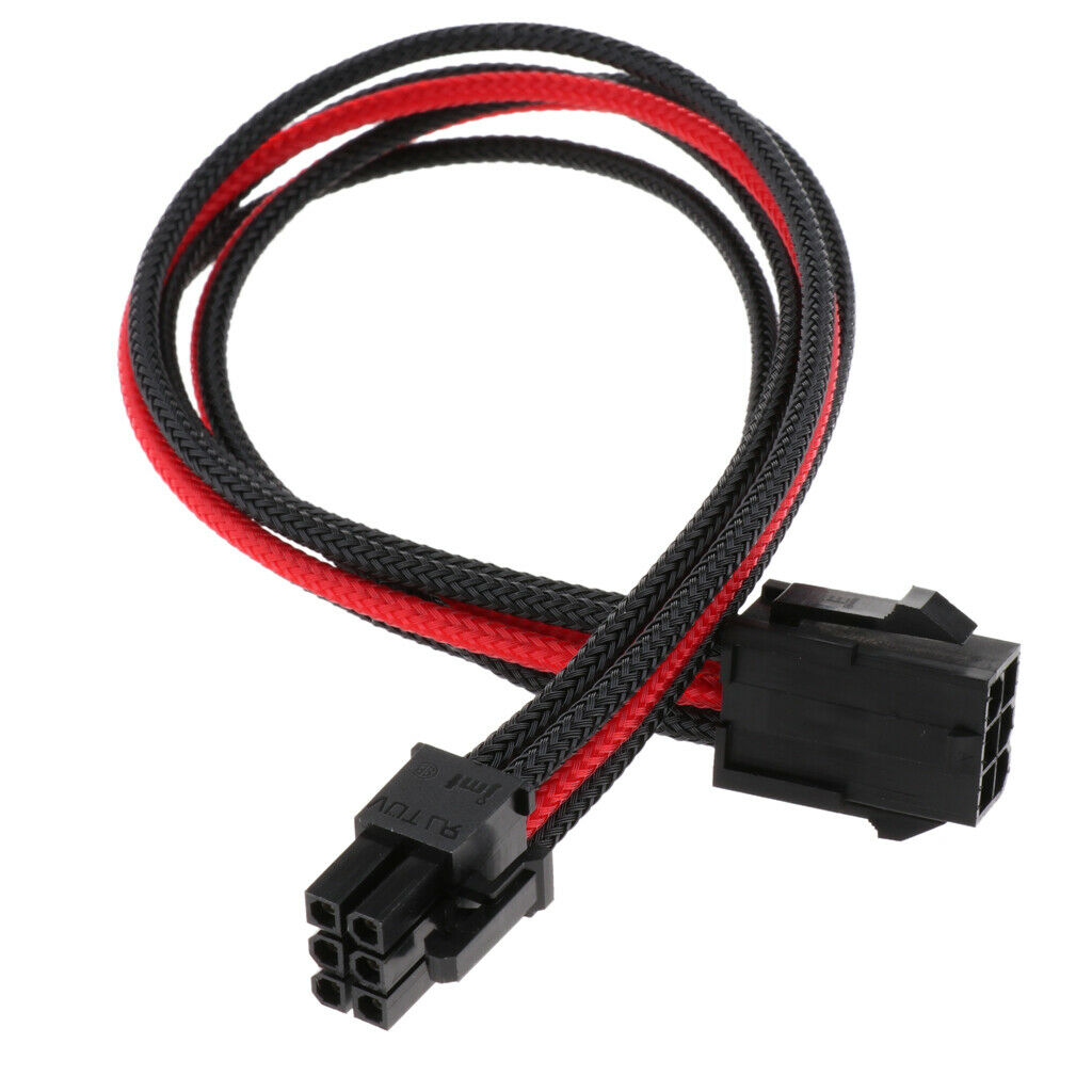 6 Pin PCIE GPU 30cm Sleeved Extension Cable Black+Red