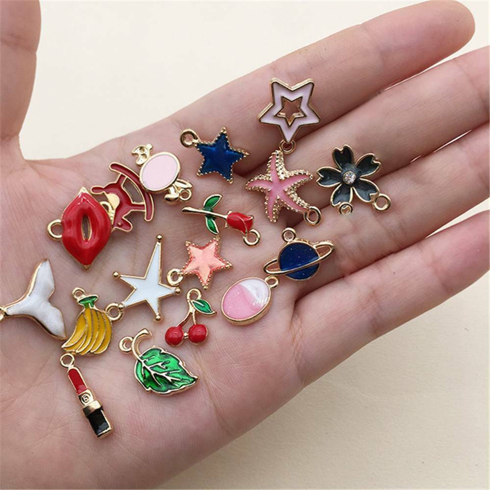 20x Enamel Mixed Random Send Alloy Pendants Charm Jewelry DIY Accessories Set