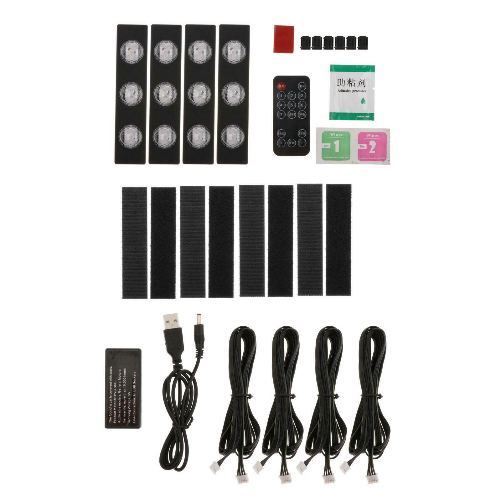 Vehicle Car Interior Atmosphere Light LED USB Remote Ambient Lamp Dash RGB