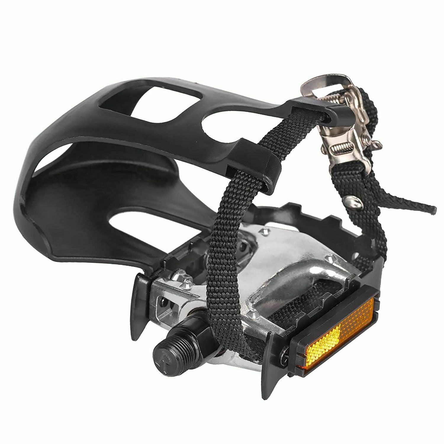 Replacement Metal Bike Pedals 9/16 Inch Spindle with Teo Clip and Straps