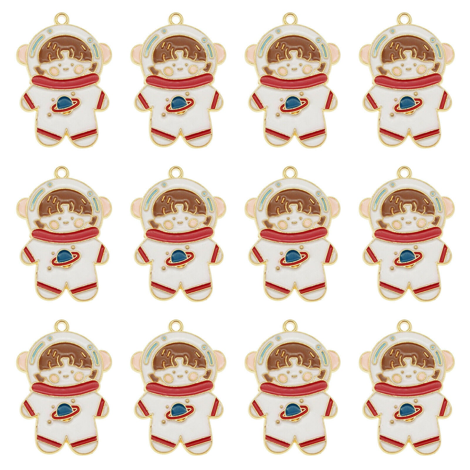 8PCS Multi-Color Alloy Astronaut Space Girl Charms Pendant Jewelry DIY Findings