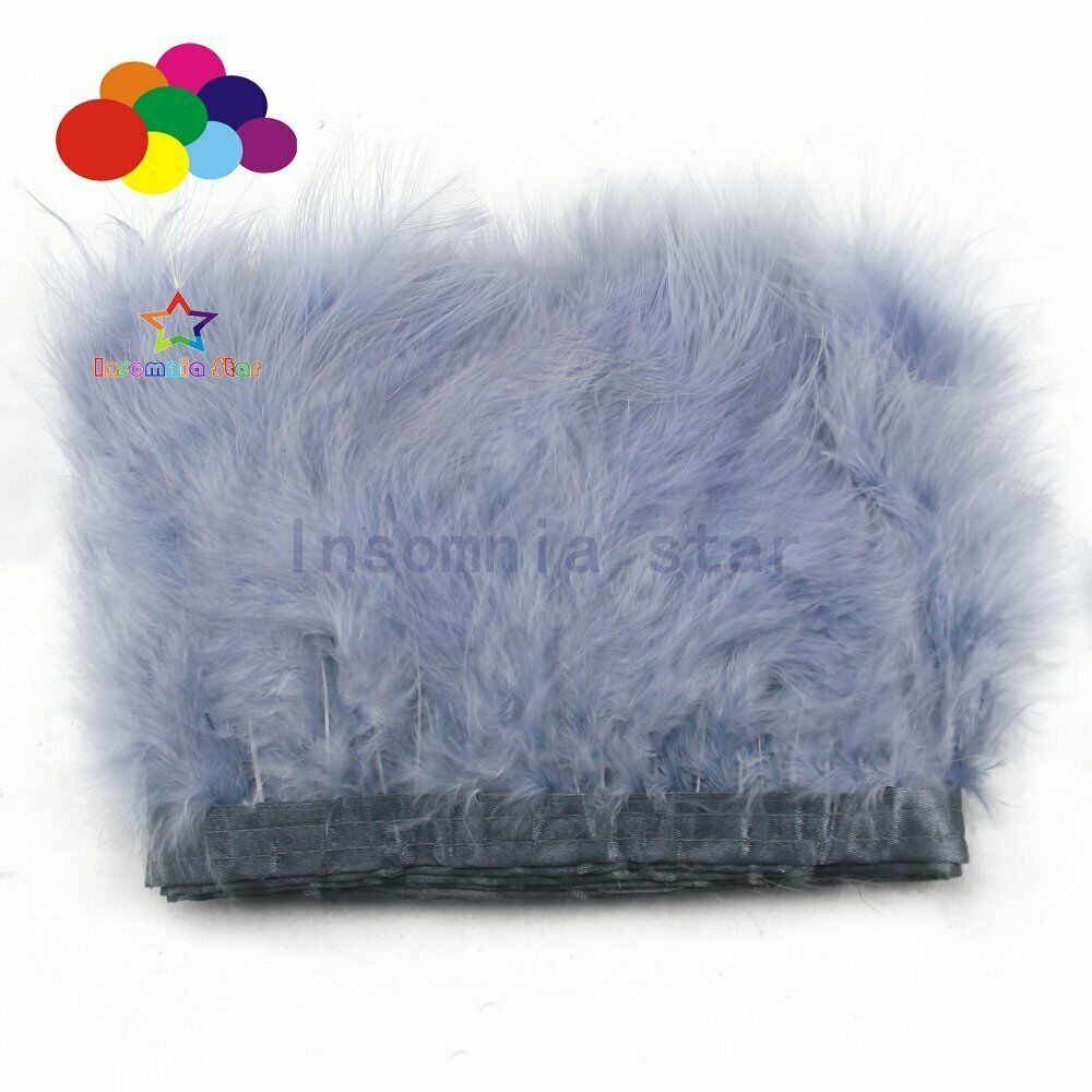 Wholesale cool grey 2 meter Marabou Feather Trim Fringe for Crafts Sewing Dress