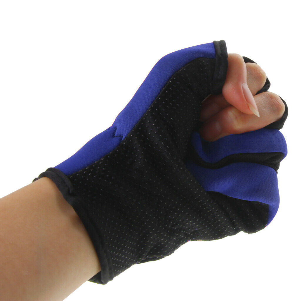 Outdoor Non Slip 2 Finger Fishing Gloves Hand Protection Waterproof Blue