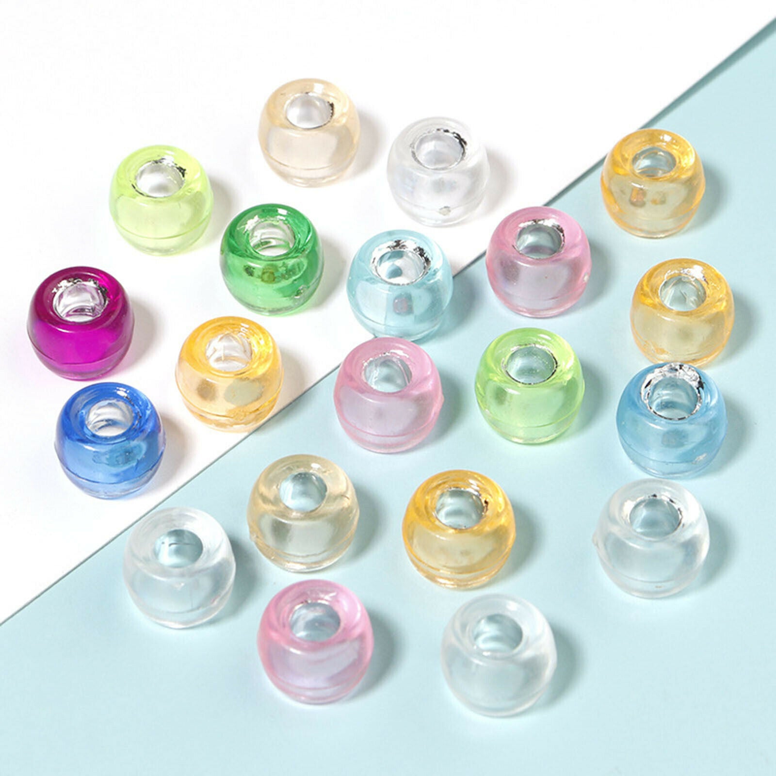 500Pack Acrylic BeadsBig Holes Beads for DIY Jewelry Necklace Earring Making