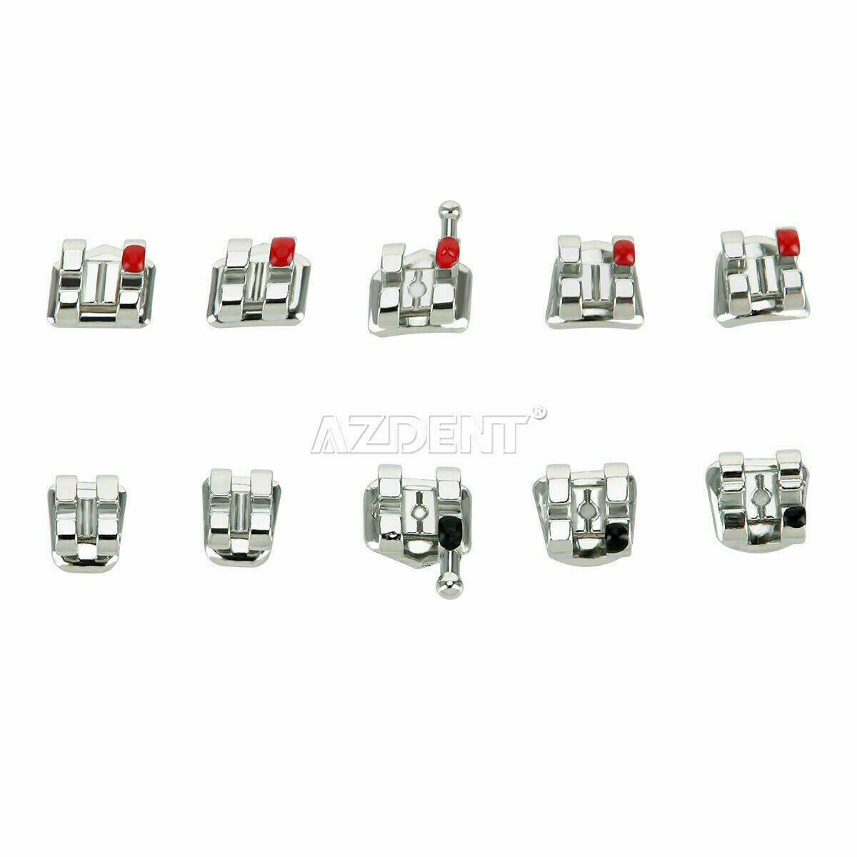 100 X Dental Metal Braces Brackets Orthodontic Mini Roth 018 Hooks 3-4-5 AZDENT