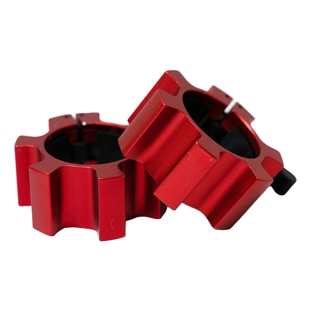 2PC 2'' Barbell Collars Standard 50mm Gym Dumbbell  Lock Rod Clip Red