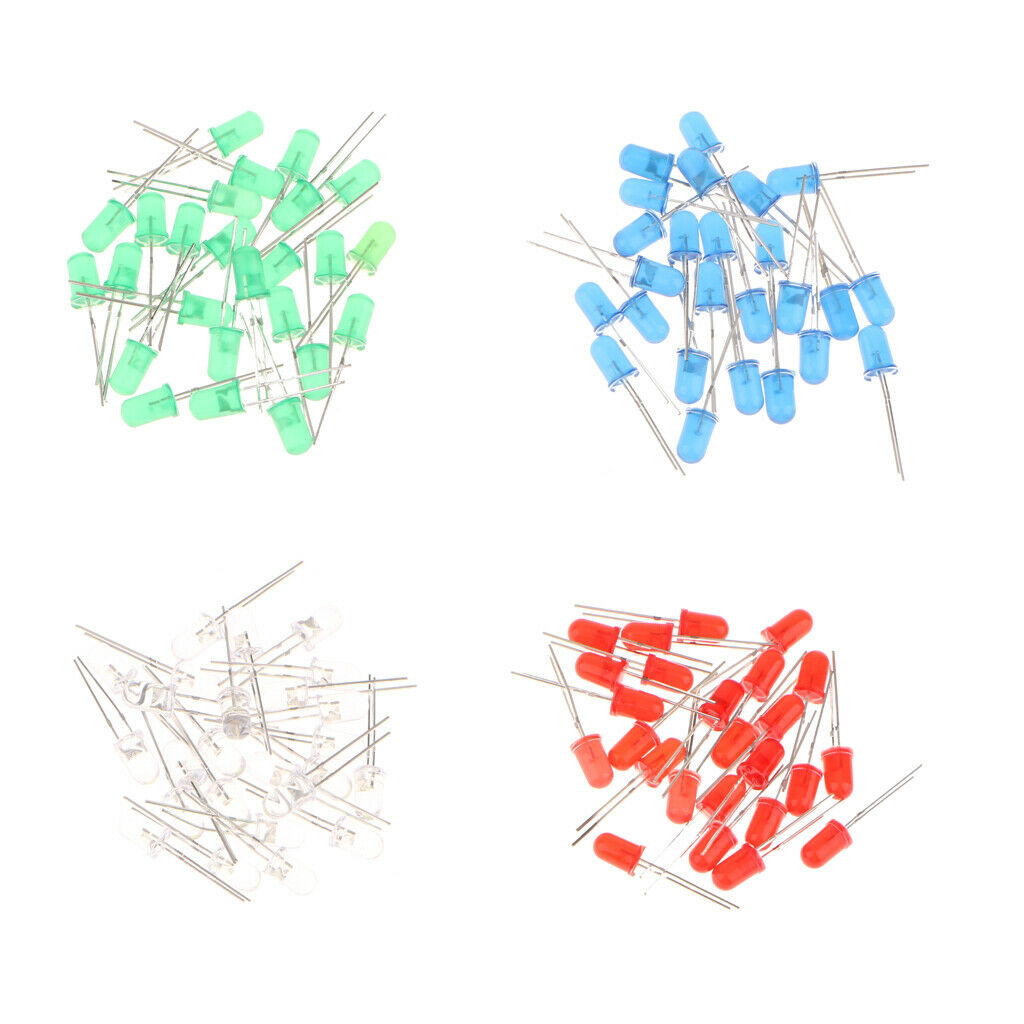 100pcs 5mm Red White Blue Green Diode LEDs Light Emitting Bulb Lamp Luminous