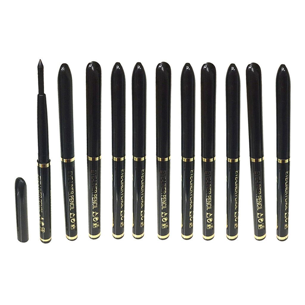 12x Black Waterproof Eye Shadow Eye Liner Eyeliner Pencil Makeup Pens Set