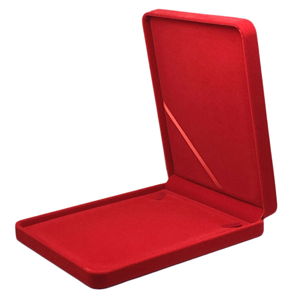 Soft Velvet Necklace Box Case with Lid Gift Box Portable Jewelry Storage Red