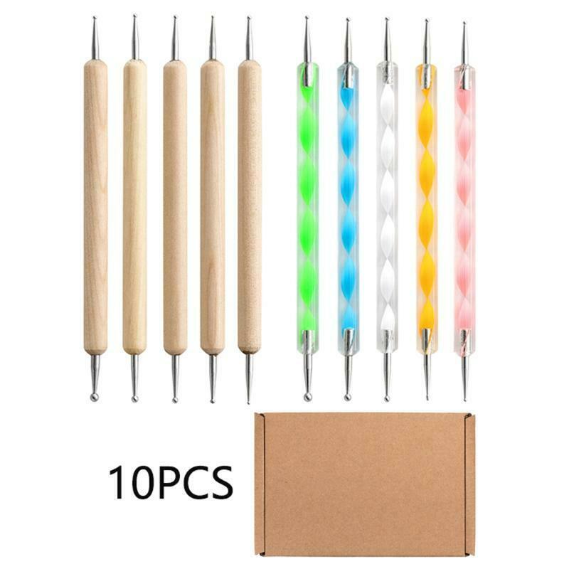 10 Sets Clay Brushes Emossing Pens Graffiti Wooden Dotting Pen