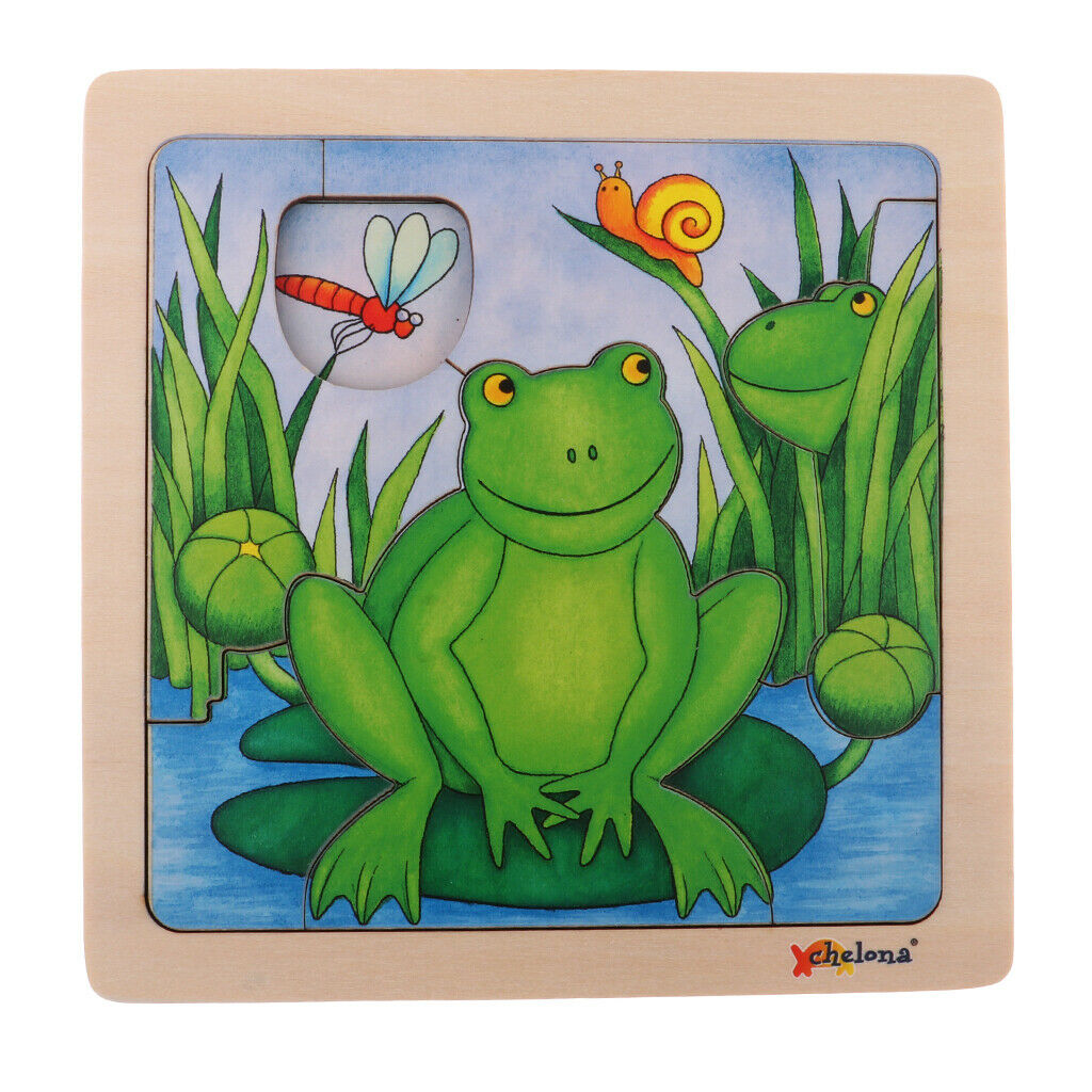 Wooden Kids Puzzle Toys Education Learning Jigswas Toys Gifts Frog