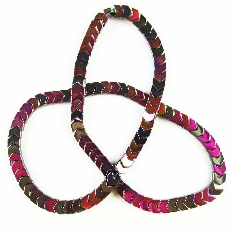 6x5x2mm Rainbow/Black Hematite Arrow Pendant Loose Bead 15.5 inch A-372TS