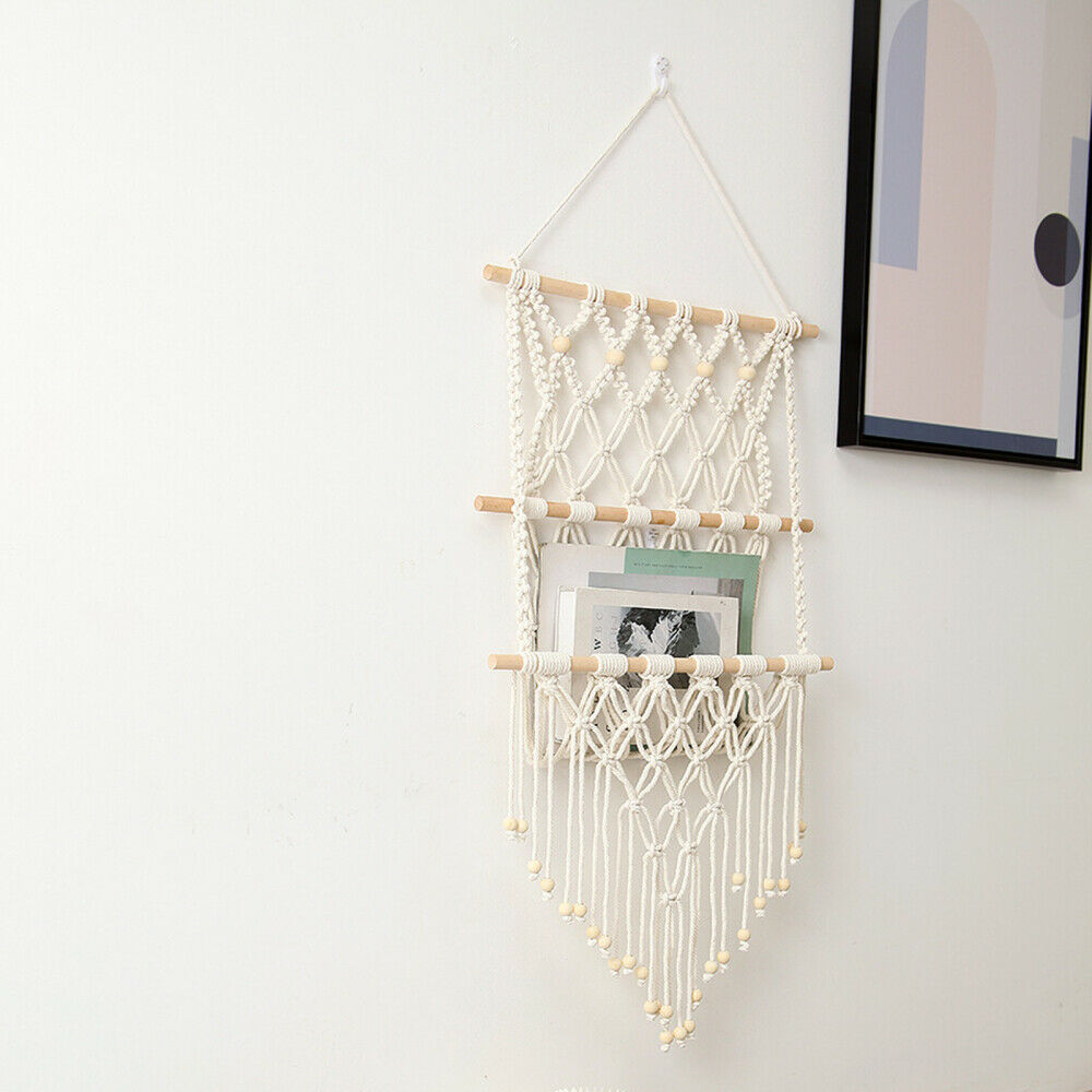 Wall Hanging Holder Magazine Storage Organizer Plants Pocket Net Woven Hanging