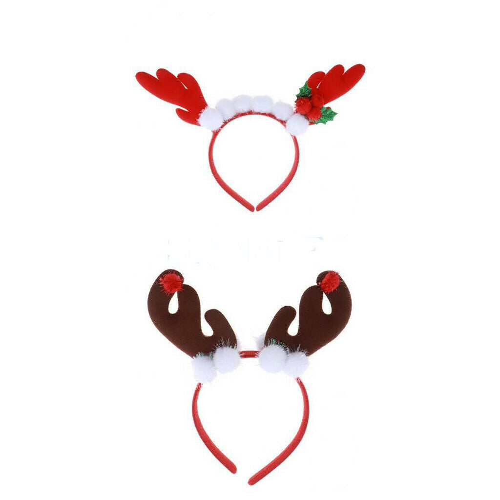 Christmas Headband Reindeer Antler Hair Hoop Christmas Costume Party Red