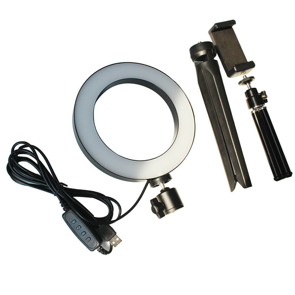 6inch Dimmable Desktop LED Ring Light Video Fill Light Stand Lamp