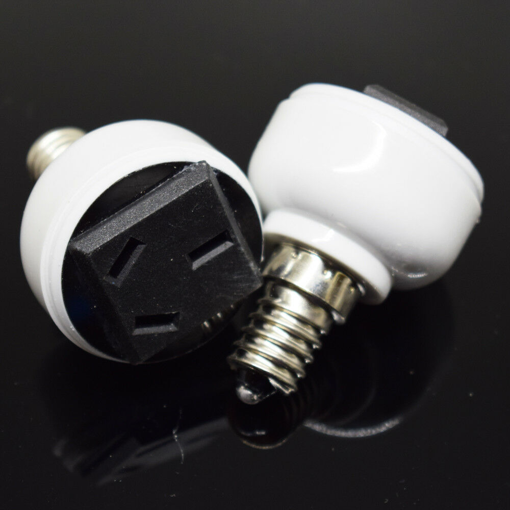 10pcs E14 Male to Int'l Standard 3 Prong Holes Female Socket Bulb Lamp Adapter