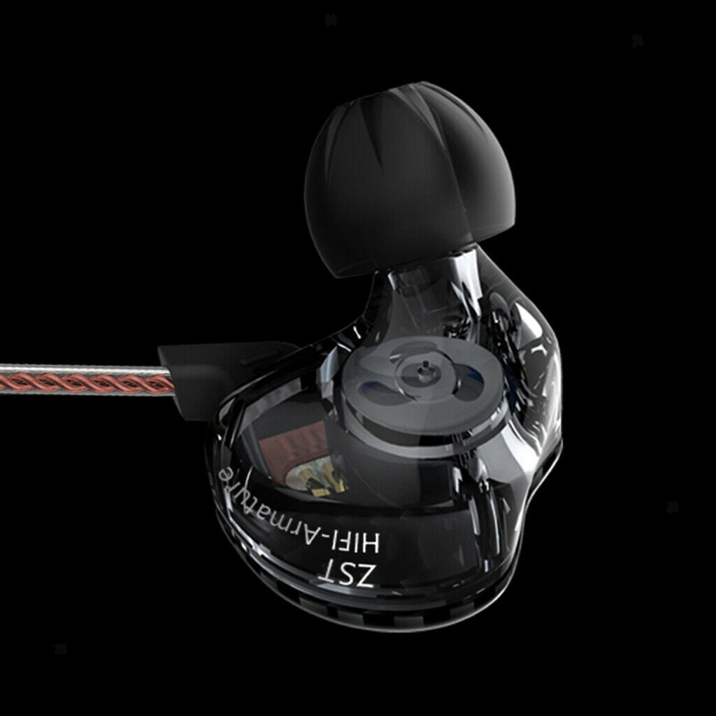 Stereo Bass Headphones Headset In Ear Monitor Hybrid Earbuds with Mic Black