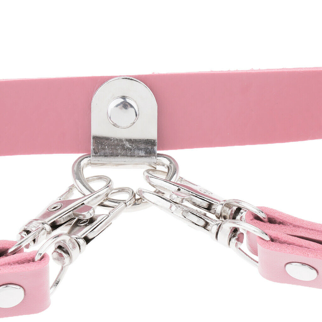 Fashion Gothic Punk Belt Adjustable Metal Body Chain PU Leather Women Pink