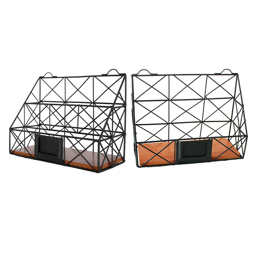 Desktop Storage Shelves Racks Wall Hanging Book Magazine Holder Double