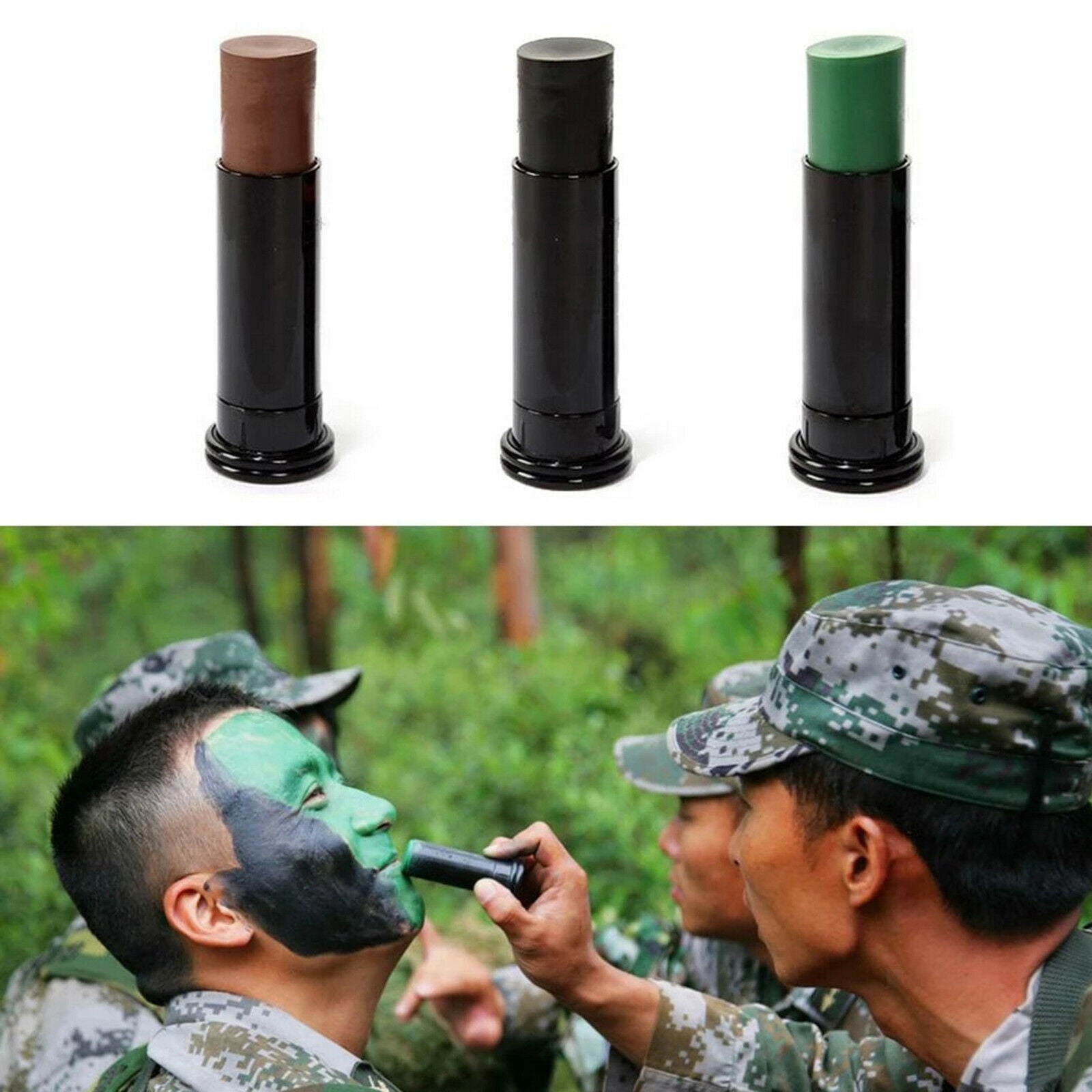 3Pcs Jungle Face Paint Stick Camo Professional Woodland Face Body Paint Tube for