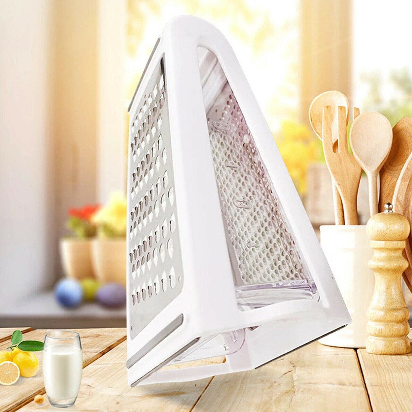 Removable Kitchen Box Grater 2-Sided Cheese Vegetables Grater Multifunction