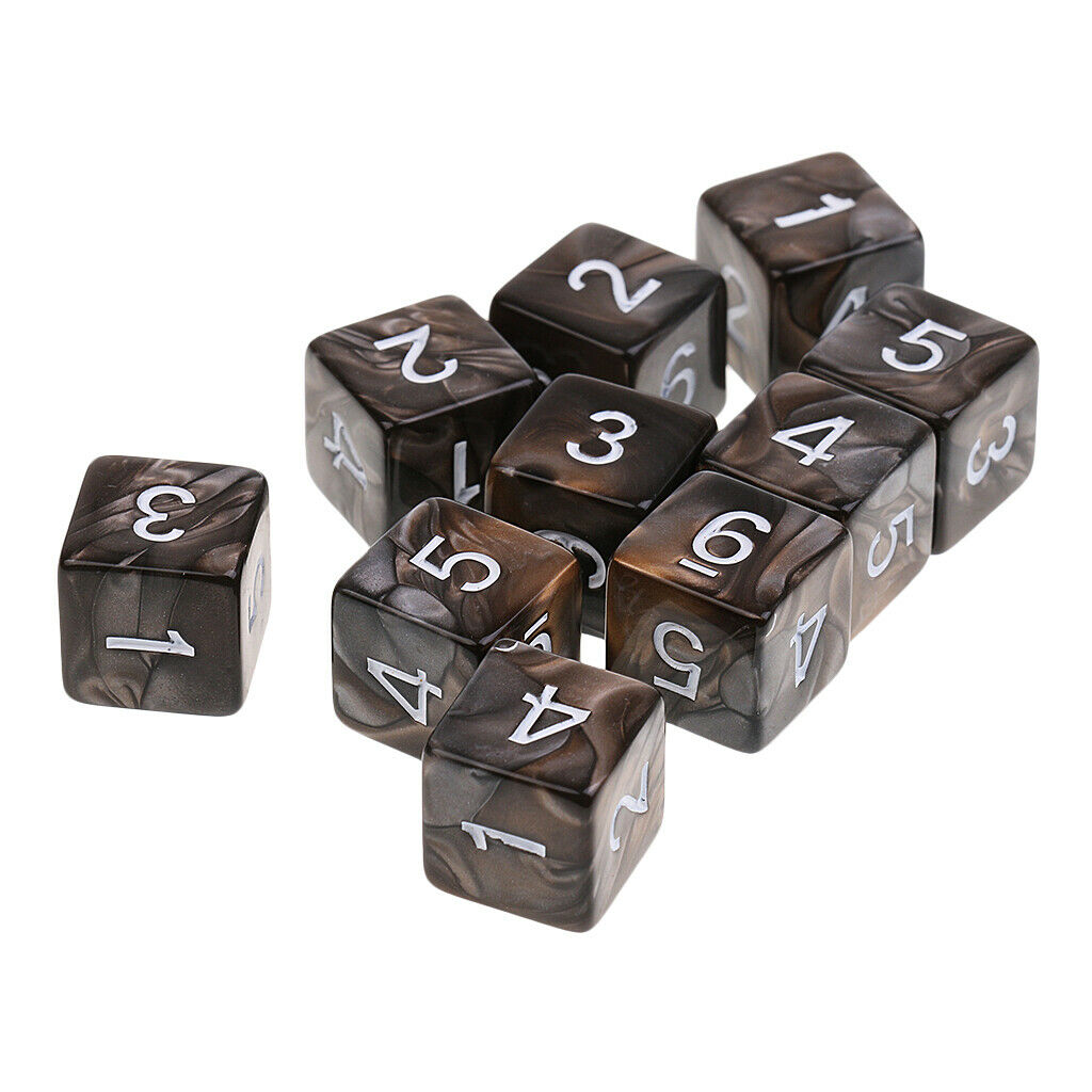 10X D6 Polyhedral Dice for  Games Durable Gray Coffee