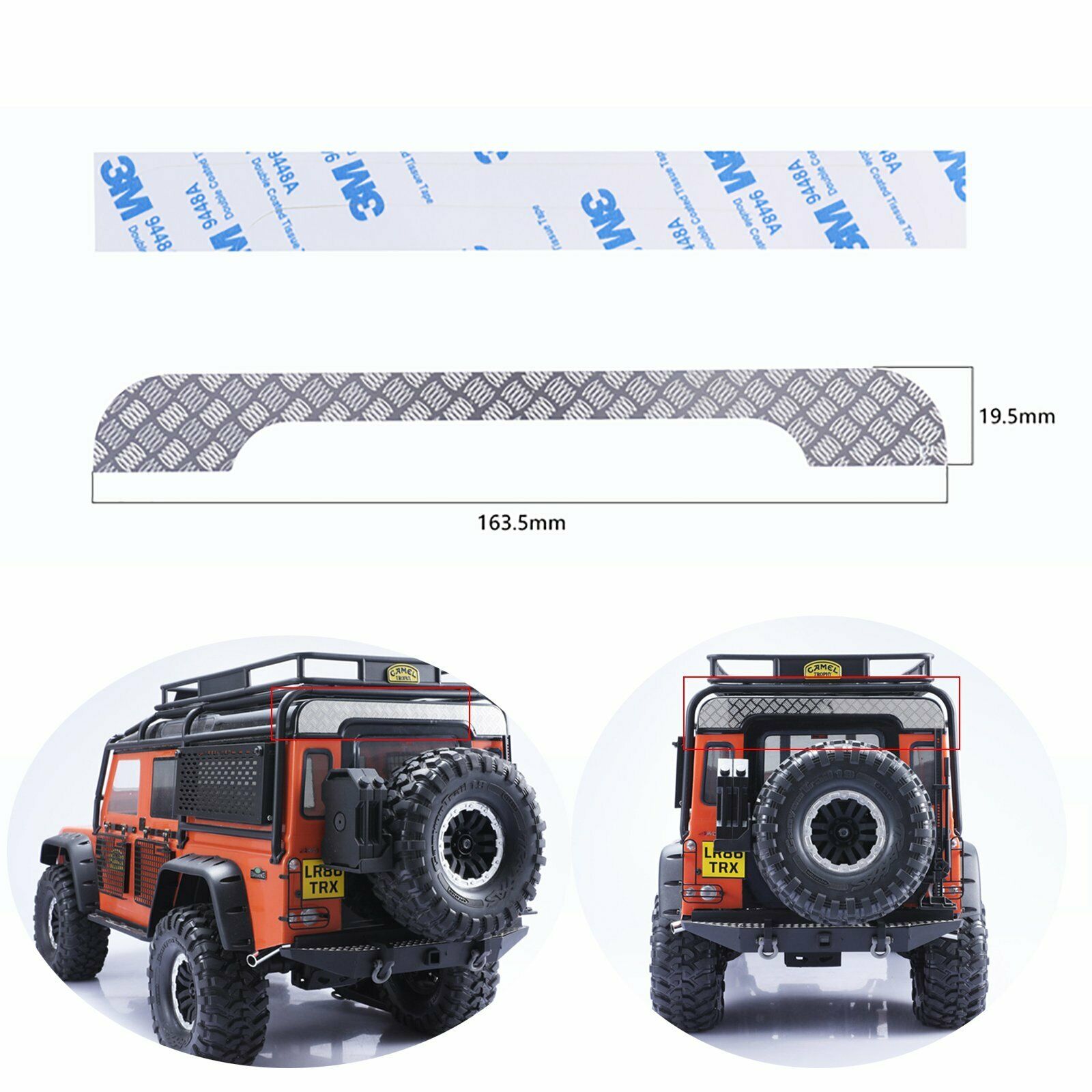 Tailgate Top Anti-skid Plate Metal Decoration For 1/10 RC Traxxas TRX4 Defender