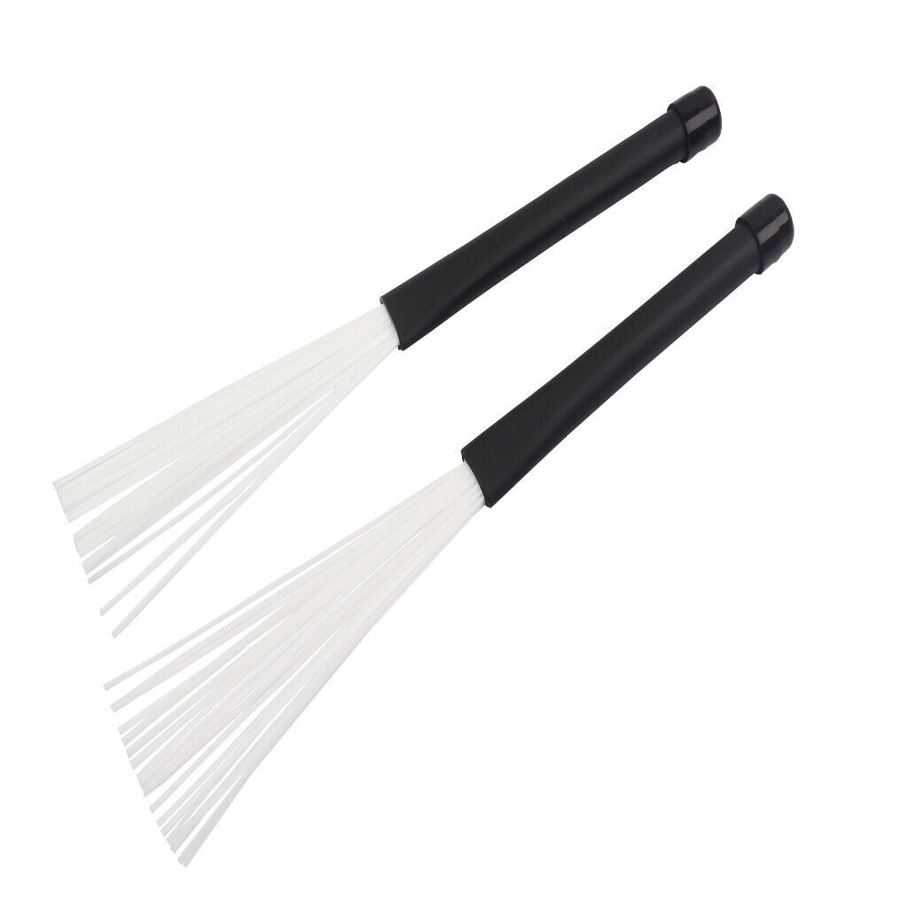 1 Pair White Nylon Drum Brush 32 cm Retractable Telescopic Handle