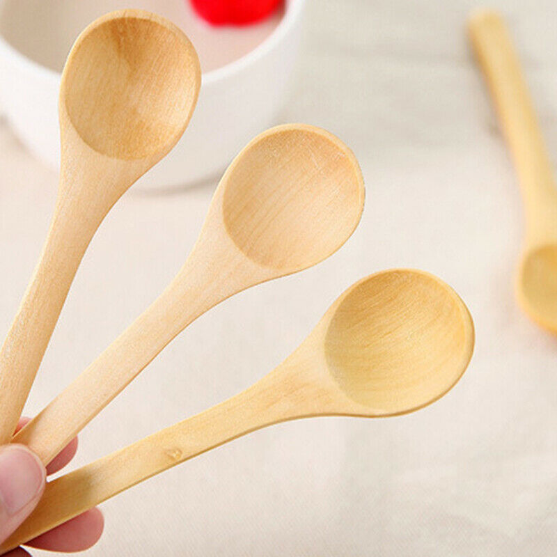5pcs/lot 13*3cm Wooden Spoon Dessert Coffee Honey Wood Soup Spoon Kitchen.l8