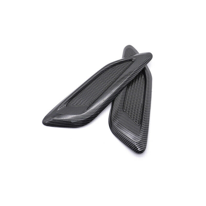 2PCS Universal Car Hood Air Vent Louver Cooling Panel Trim Carbon Fiber Pattern